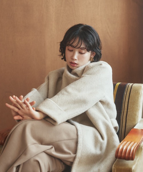 LAULEN(ローレン)の「cashmere stand collar toggle coat /カシミアスタンドカラートグルミディコート(ステンカラーコート・レディース・アイボリー/チャコールグレー/ブラウン・FREE)」の18枚目の写真