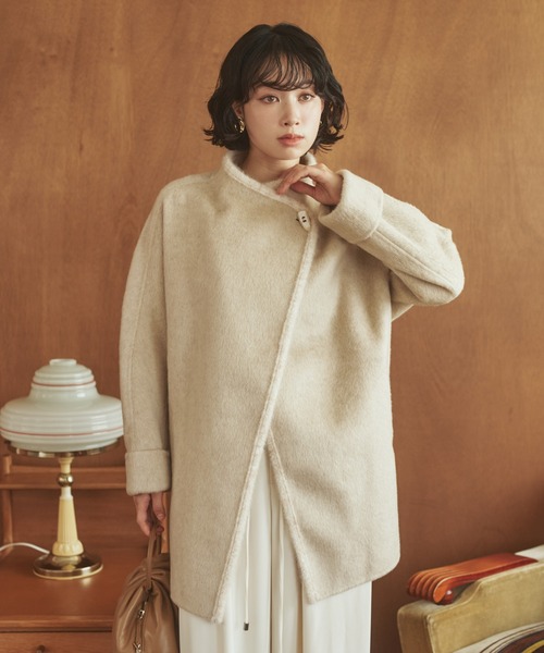 LAULEN(ローレン)の「cashmere stand collar toggle coat /カシミアスタンドカラートグルミディコート(ステンカラーコート・レディース・アイボリー/チャコールグレー/ブラウン・FREE)」の20枚目の写真