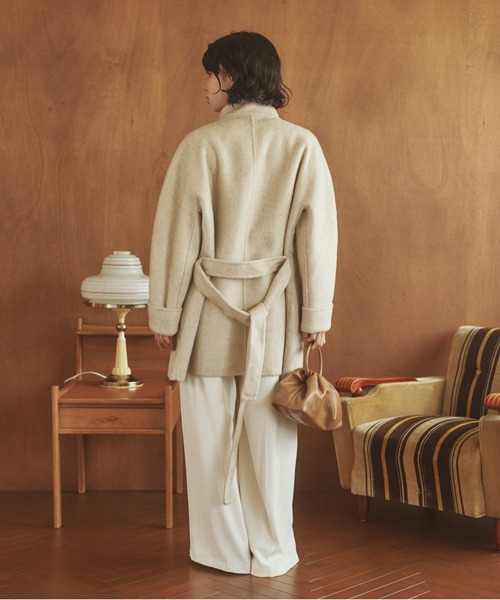 LAULEN(ローレン)の「cashmere stand collar toggle coat /カシミアスタンドカラートグルミディコート(ステンカラーコート・レディース・アイボリー/チャコールグレー/ブラウン・FREE)」の22枚目の写真