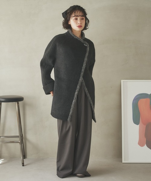 LAULEN(ローレン)の「cashmere stand collar toggle coat /カシミアスタンドカラートグルミディコート(ステンカラーコート・レディース・アイボリー/チャコールグレー/ブラウン・FREE)」の12枚目の写真