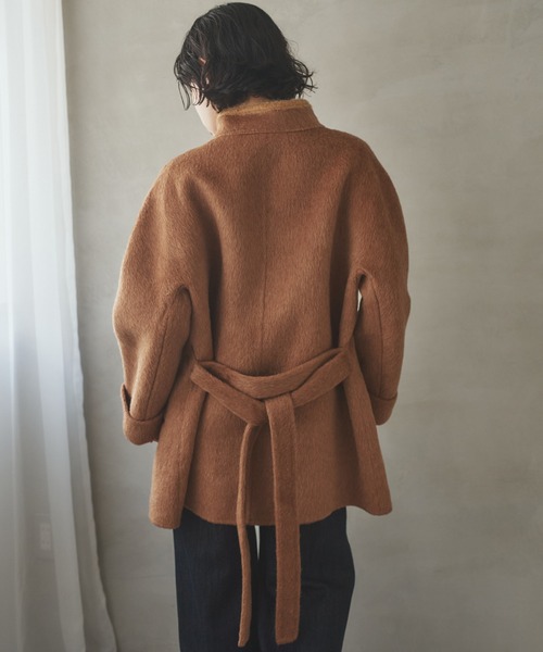 LAULEN(ローレン)の「cashmere stand collar toggle coat /カシミアスタンドカラートグルミディコート(ステンカラーコート・レディース・アイボリー/チャコールグレー/ブラウン・FREE)」の14枚目の写真