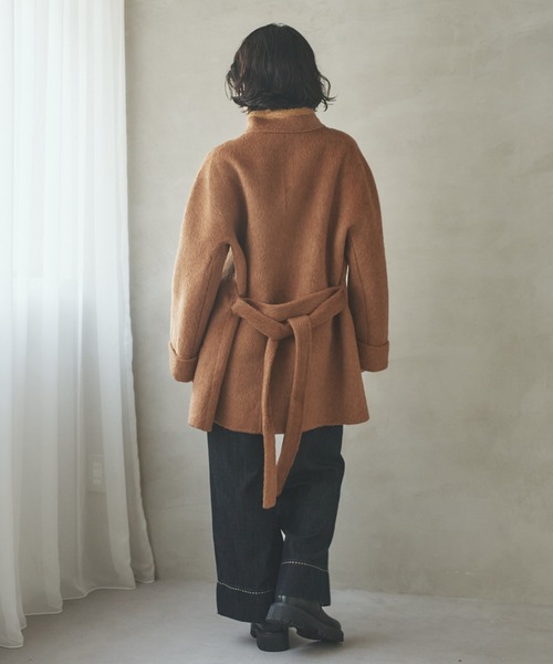 LAULEN(ローレン)の「cashmere stand collar toggle coat /カシミアスタンドカラートグルミディコート(ステンカラーコート・レディース・アイボリー/チャコールグレー/ブラウン・FREE)」の6枚目の写真