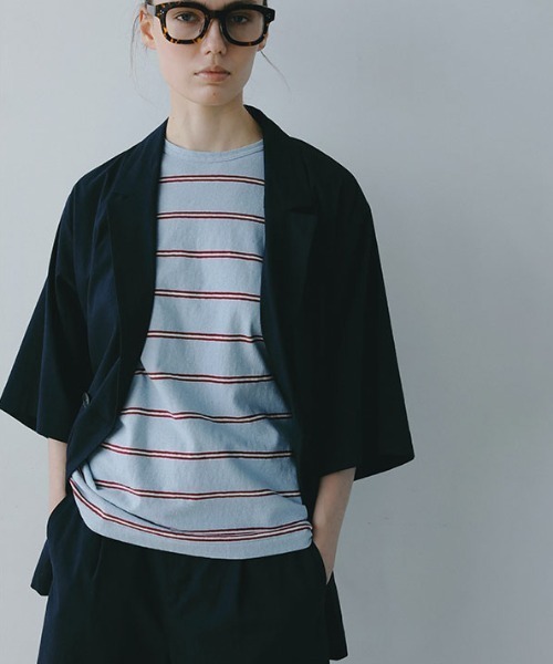 ETRE TOKYO（エトレトウキョウ）の「コットンリネンハーフスリーブジャケット（テーラードジャケット・レディース・ホワイト/ネイビー・M/S）」の6枚目の写真