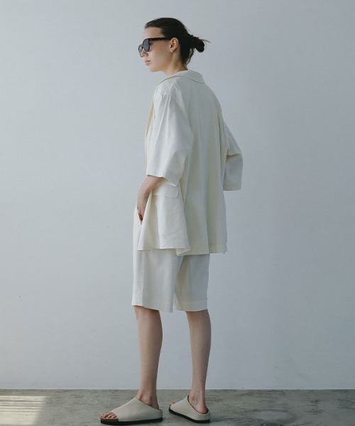 ETRE TOKYO（エトレトウキョウ）の「コットンリネンハーフスリーブジャケット（テーラードジャケット・レディース・ホワイト/ネイビー・M/S）」の10枚目の写真