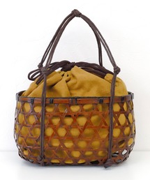 UNCOCON（アンココン）の「浴衣 かごバッグ 巾着付き　夏祭り・和装にぴったりの竹かごバッグ（かごバッグ）」