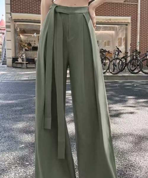 ウエストリボンデザインタグ付きワイドパンツ（その他パンツ