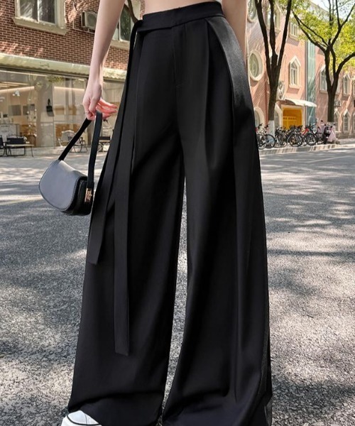 セール】ウエストリボンデザインタグ付きワイドパンツ（その他