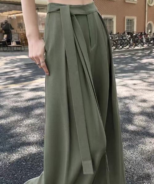 ウエストリボンデザインタグ付きワイドパンツ（その他パンツ