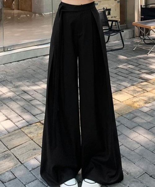 セール】ウエストリボンデザインタグ付きワイドパンツ（その他