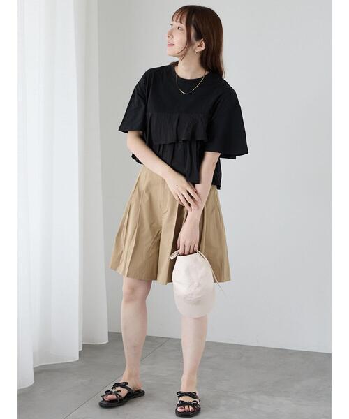Te chichi TERRASSE（テチチテラス）の「チノキュロットプリーツショートパンツ（その他パンツ・レディース・ネイビー/ベージュ・F）」の4枚目の写真