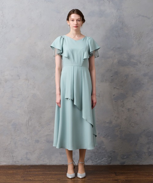 AIMER(エメ)の「レースレイヤードスリーブラッフルフレアパーティードレス 結婚式 お呼ばれ ドレス 20代 30代 40代(ドレス・レディース・ネイビー/ブラウン/スモーキーグリーン系/ラベンダー・LARGE/MEDIUM)」の13枚目の写真