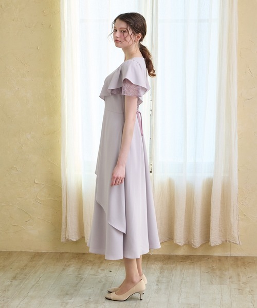 AIMER(エメ)の「レースレイヤードスリーブラッフルフレアパーティードレス 結婚式 お呼ばれ ドレス 20代 30代 40代(ドレス・レディース・ネイビー/ブラウン/スモーキーグリーン系/ラベンダー・LARGE/MEDIUM)」の17枚目の写真