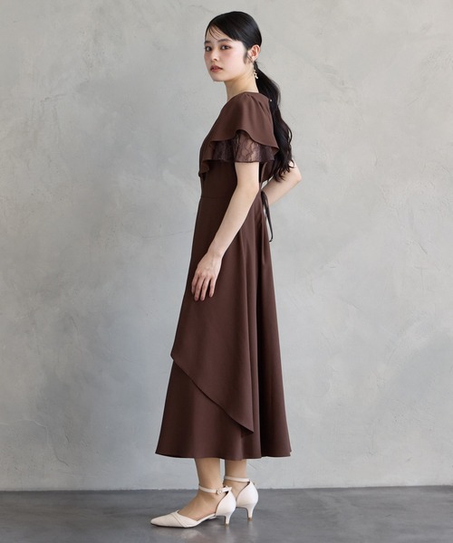 AIMER(エメ)の「レースレイヤードスリーブラッフルフレアパーティードレス 結婚式 お呼ばれ ドレス 20代 30代 40代(ドレス・レディース・ネイビー/ブラウン/スモーキーグリーン系/ラベンダー・LARGE/MEDIUM)」の21枚目の写真