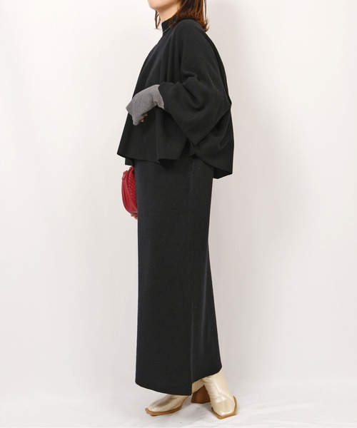 palm RICHE（ポームリシュ）の「ミラノリブ編みケープアンサンブルワンピース（ワンピース・レディース・ブラック/ベージュ・M）」の14枚目の写真