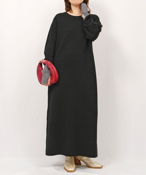 palm RICHE（ポームリシュ）の「ミラノリブ編みケープアンサンブルワンピース（ワンピース・レディース・ブラック/ベージュ・M）」の10枚目の写真