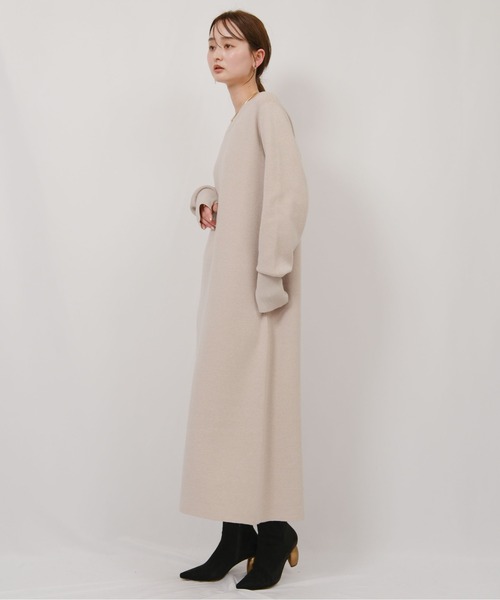 palm RICHE（ポームリシュ）の「ミラノリブ編みケープアンサンブルワンピース（ワンピース・レディース・ブラック/ベージュ・M）」の8枚目の写真