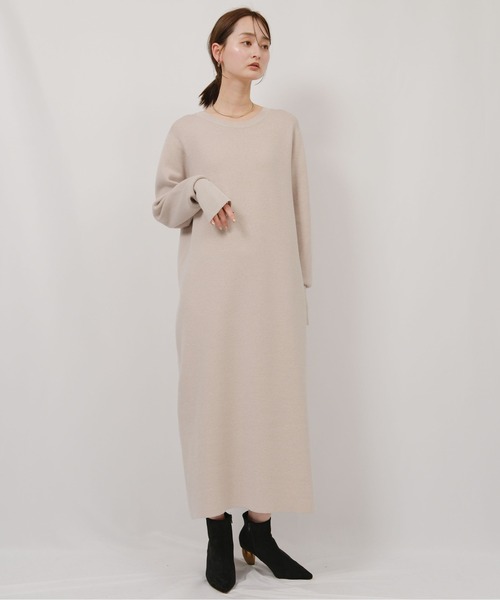 palm RICHE（ポームリシュ）の「ミラノリブ編みケープアンサンブルワンピース（ワンピース・レディース・ブラック/ベージュ・M）」の7枚目の写真