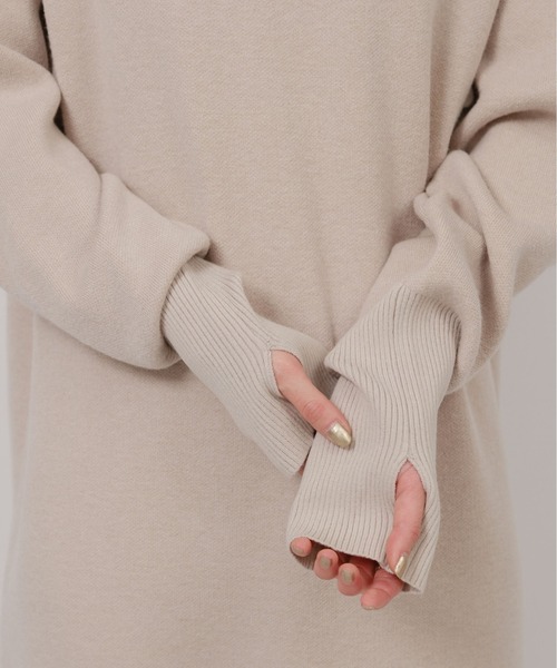 palm RICHE（ポームリシュ）の「ミラノリブ編みケープアンサンブルワンピース（ワンピース・レディース・ブラック/ベージュ・M）」の4枚目の写真