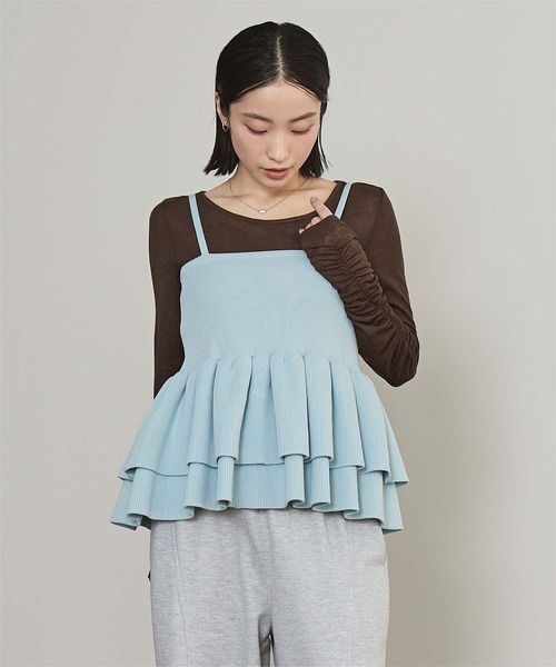 miette(ミエット)の「ペプラムベアニットビスチェ(キャミソール・レディース・チャコール/ライトブルー/イエロー・FREE)」の3枚目の写真