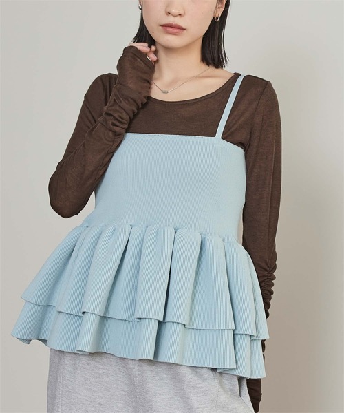 miette(ミエット)の「ペプラムベアニットビスチェ(キャミソール・レディース・チャコール/ライトブルー/イエロー・FREE)」の10枚目の写真