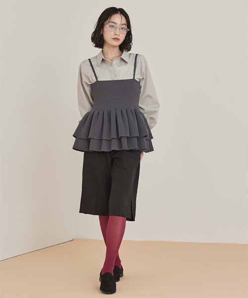 miette(ミエット)の「ペプラムベアニットビスチェ(キャミソール・レディース・チャコール/ライトブルー/イエロー・FREE)」の4枚目の写真