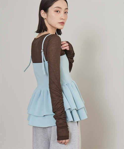miette(ミエット)の「ペプラムベアニットビスチェ(キャミソール・レディース・チャコール/ライトブルー/イエロー・FREE)」の12枚目の写真