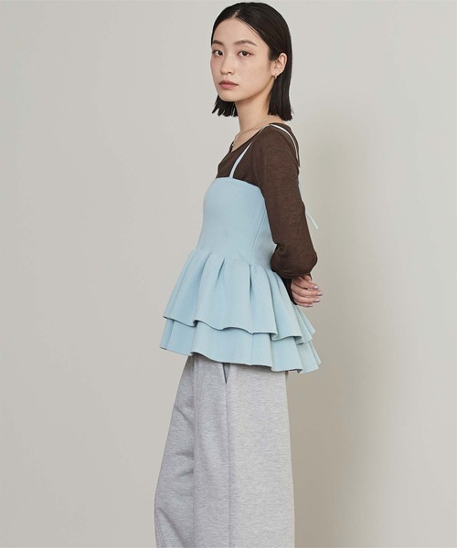 miette(ミエット)の「ペプラムベアニットビスチェ(キャミソール・レディース・チャコール/ライトブルー/イエロー・FREE)」の13枚目の写真
