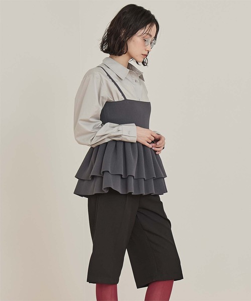 miette(ミエット)の「ペプラムベアニットビスチェ(キャミソール・レディース・チャコール/ライトブルー/イエロー・FREE)」の6枚目の写真