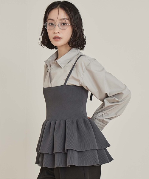 miette(ミエット)の「ペプラムベアニットビスチェ(キャミソール・レディース・チャコール/ライトブルー/イエロー・FREE)」の7枚目の写真