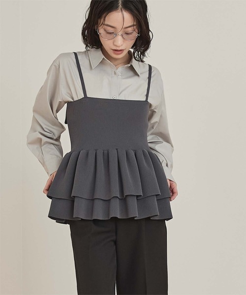 miette(ミエット)の「ペプラムベアニットビスチェ(キャミソール・レディース・チャコール/ライトブルー/イエロー・FREE)」の9枚目の写真