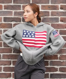 RIKKA FEMME/リッカファム ニット セーター ジップアップパーカー 星条旗 RF25FW18