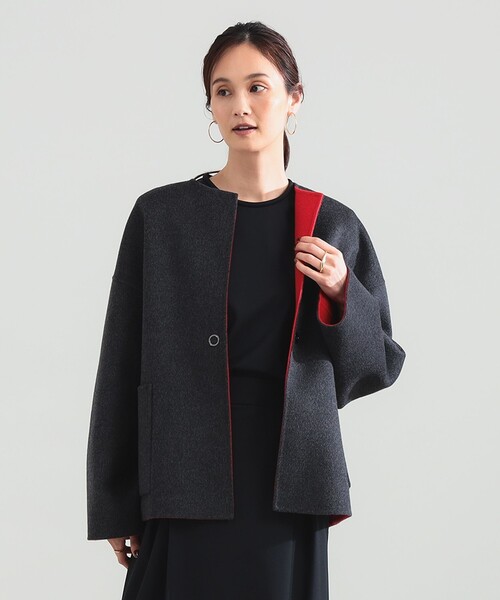 Demi-Luxe BEAMS(デミルクス ビームス)の「リバー ミドルコート(ノーカラーコート・レディース・ベージュ/ネイビー/グレー系その他・36/38)」の2枚目の写真