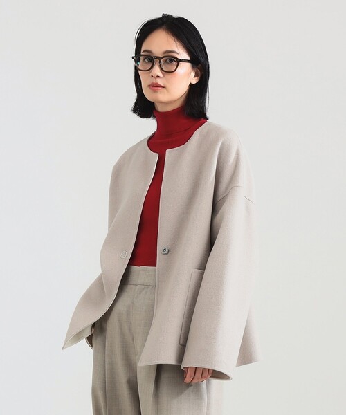 Demi-Luxe BEAMS（デミルクス ビームス）の「リバー ミドルコート（ノーカラーコート・レディース・ベージュ/ネイビー・36/38）」の13枚目の写真