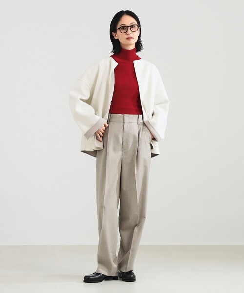 Demi-Luxe BEAMS（デミルクス ビームス）の「リバー ミドルコート（ノーカラーコート・レディース・ベージュ/ネイビー・36/38）」の15枚目の写真