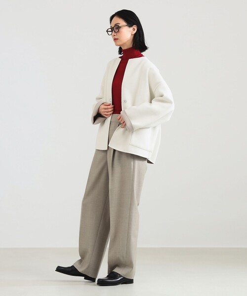 Demi-Luxe BEAMS（デミルクス ビームス）の「リバー ミドルコート（ノーカラーコート・レディース・ベージュ/ネイビー・36/38）」の16枚目の写真