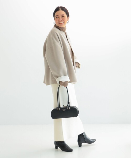 Demi-Luxe BEAMS（デミルクス ビームス）の「リバー ミドルコート（ノーカラーコート・レディース・ベージュ/ネイビー・36/38）」の20枚目の写真