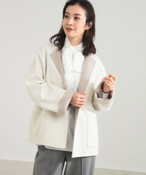 Demi-Luxe BEAMS(デミルクス ビームス)の「リバー ミドルコート(ノーカラーコート・レディース・ベージュ/ネイビー/グレー系その他・36/38)」の5枚目の写真