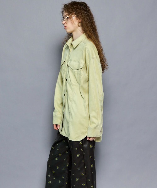 MAISON SPECIAL(メゾンスペシャル)の「Bicolor Stitched Suede Shirt/バイカラーステッチスウェードシャツ(シャツ/ブラウス・レディース・ライム/ボルドー/ブラック・FREE)」の9枚目の写真
