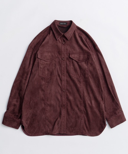 MAISON SPECIAL(メゾンスペシャル)の「Bicolor Stitched Suede Shirt/バイカラーステッチスウェードシャツ(シャツ/ブラウス・レディース・ライム/ボルドー/ブラック・FREE)」の13枚目の写真