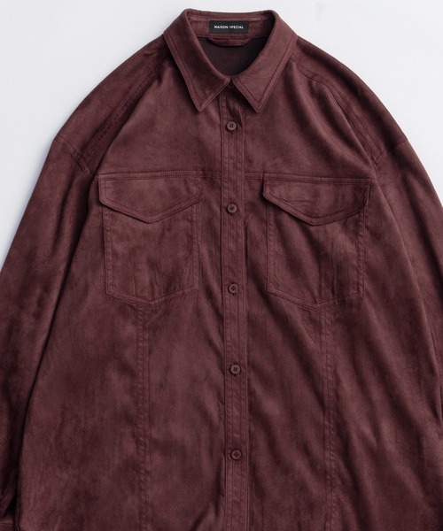 MAISON SPECIAL(メゾンスペシャル)の「Bicolor Stitched Suede Shirt/バイカラーステッチスウェードシャツ(シャツ/ブラウス・レディース・ライム/ボルドー/ブラック・FREE)」の14枚目の写真