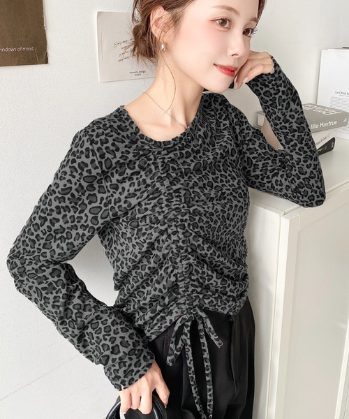 moment+(モーメントプラス)の「レオパードプリントアシンメトリードロストトップス(Tシャツ/カットソー・レディース・ベージュ/ブラウン/グレー・M)」の17枚目の写真