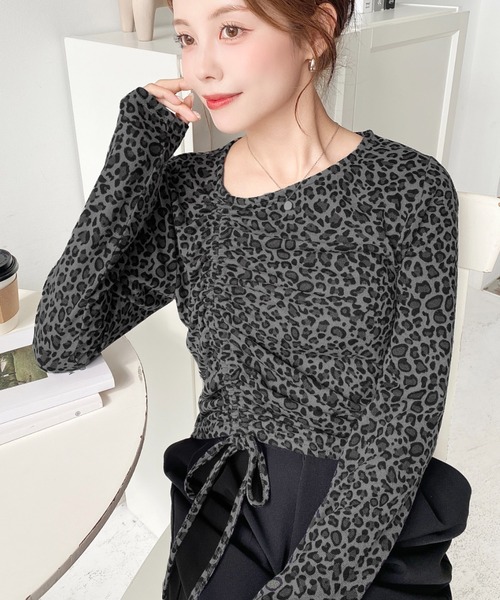 moment+(モーメントプラス)の「レオパードプリントアシンメトリードロストトップス(Tシャツ/カットソー・レディース・ベージュ/ブラウン/グレー・M)」の20枚目の写真
