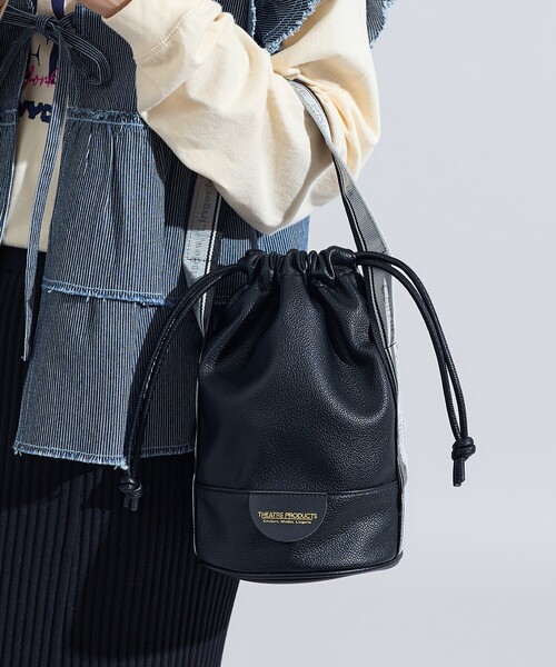 FREAK'S STORE（フリークスストア）の「THEATRE PRODUCTS × FREAK'S STORE/シアタープロダクツ 別注 レザレット ジャガードテープ 巾着バッグ　限定展開（ハンドバッグ・レディース・ブラック/ブラウン・ONE SIZE）」の5枚目の写真