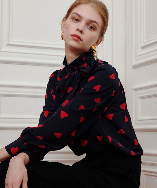 【洗える！】22SS LOULOU WILLOUGHBY ボウタイブラウス LOULOU WILLOUGHBY】◇デシンドットフリル