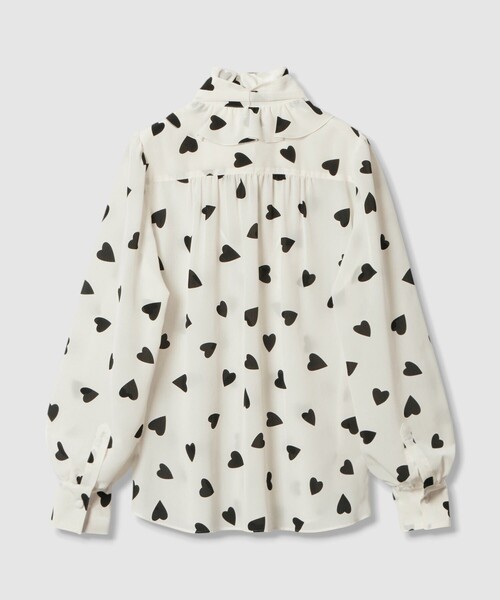 極美品【LOULOU WILLOUGHBY】デシンハートプリントボウタイブラウス WEB限定【LOULOU WILLOUGHBY】デシンハートプリントボウタイブラウス