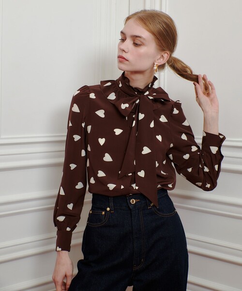 【洗える！】22SS LOULOU WILLOUGHBY ボウタイブラウス LOULOU WILLOUGHBY】◇デシンドットフリル