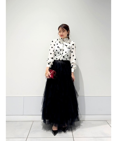 WEB限定【LOULOU WILLOUGHBY】デシンハートプリントボウタイブラウス