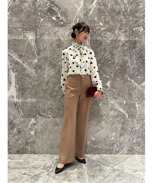 WEB限定【LOULOU WILLOUGHBY】デシンハートプリントボウタイブラウス