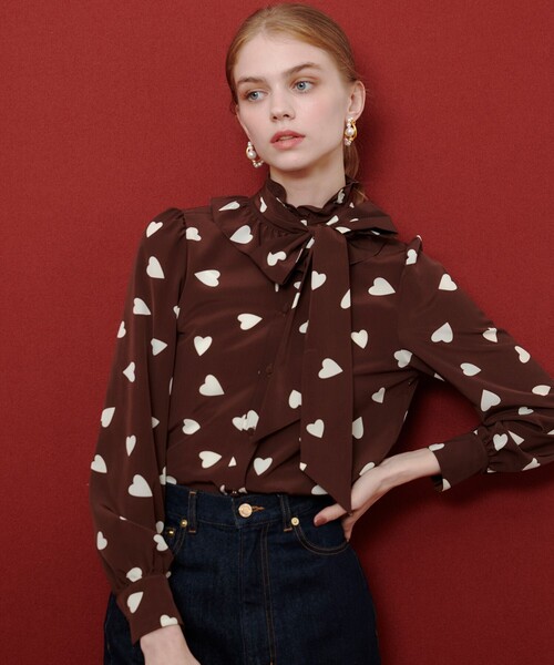 雑誌掲載人気完売品　ルルウィルビー　ボウタイドット長袖ブラウス LOULOU WILLOUGHBY ルルウィルビー ボウタイ ドットブラウス