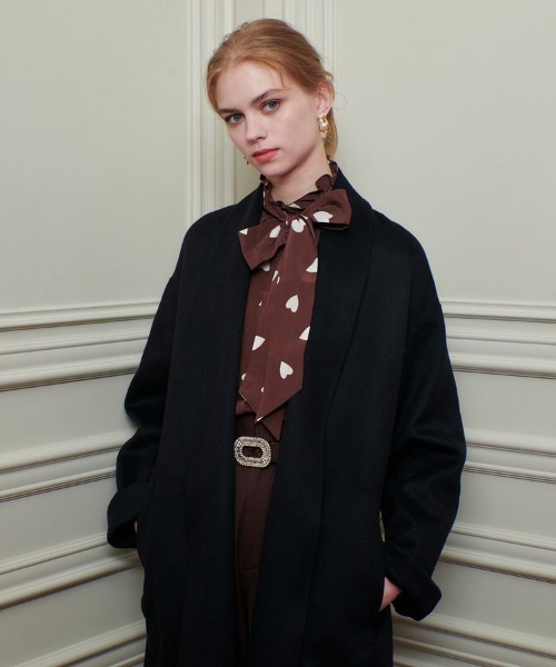 WEB限定【LOULOU WILLOUGHBY】デシンハートプリントボウタイブラウス